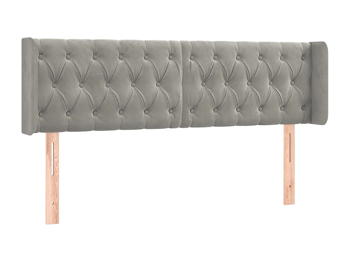 Kopfteil mit Ohren Hellgrau 163x16x78/88 cm Samt