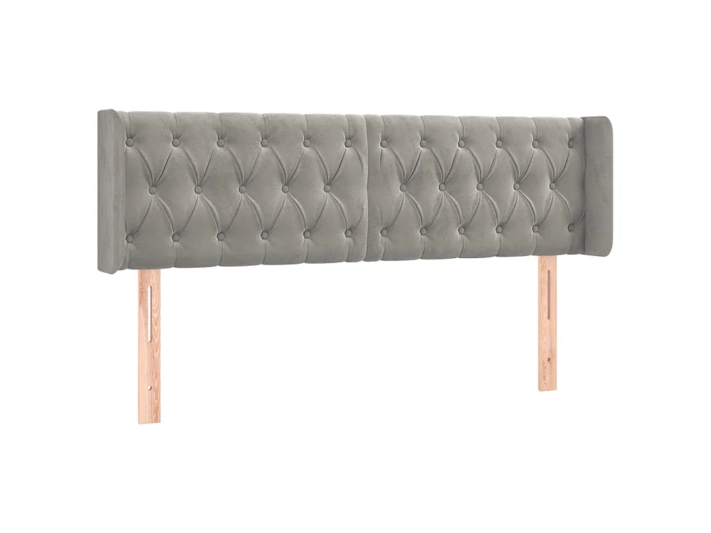 Tête de lit avec oreilles Gris clair 163x16x78/88 cm Velours