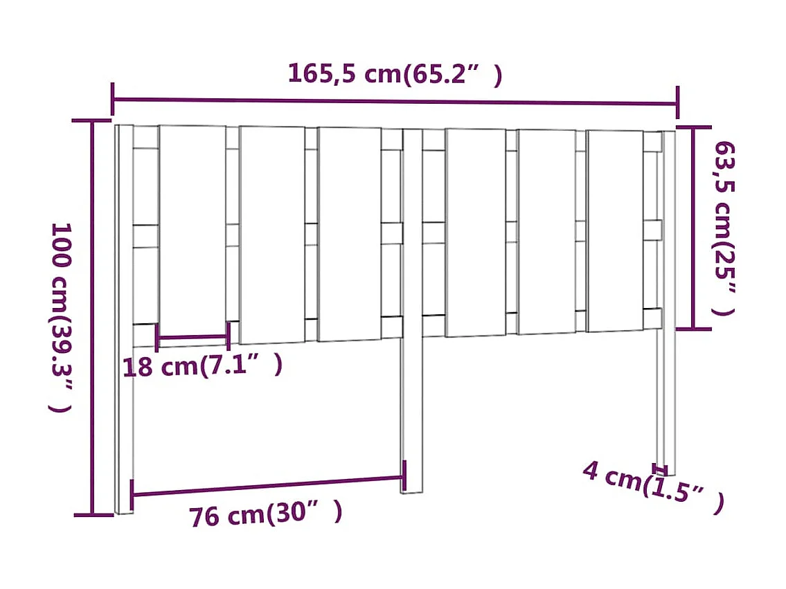 Tête de lit 165,5x4x100 cm Bois massif de pin