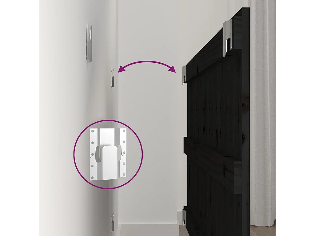 Wandhoofdbord 95,5x3x60 cm massief grenenhout zwart