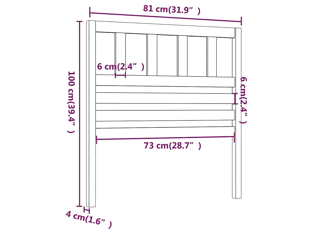Cabecero de cama madera maciza de pino 81x4x100 cm