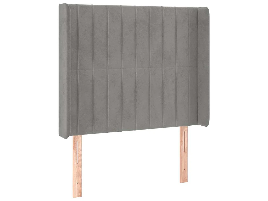 Tête de lit avec oreilles Gris clair 103x16x118/128 cm Velours