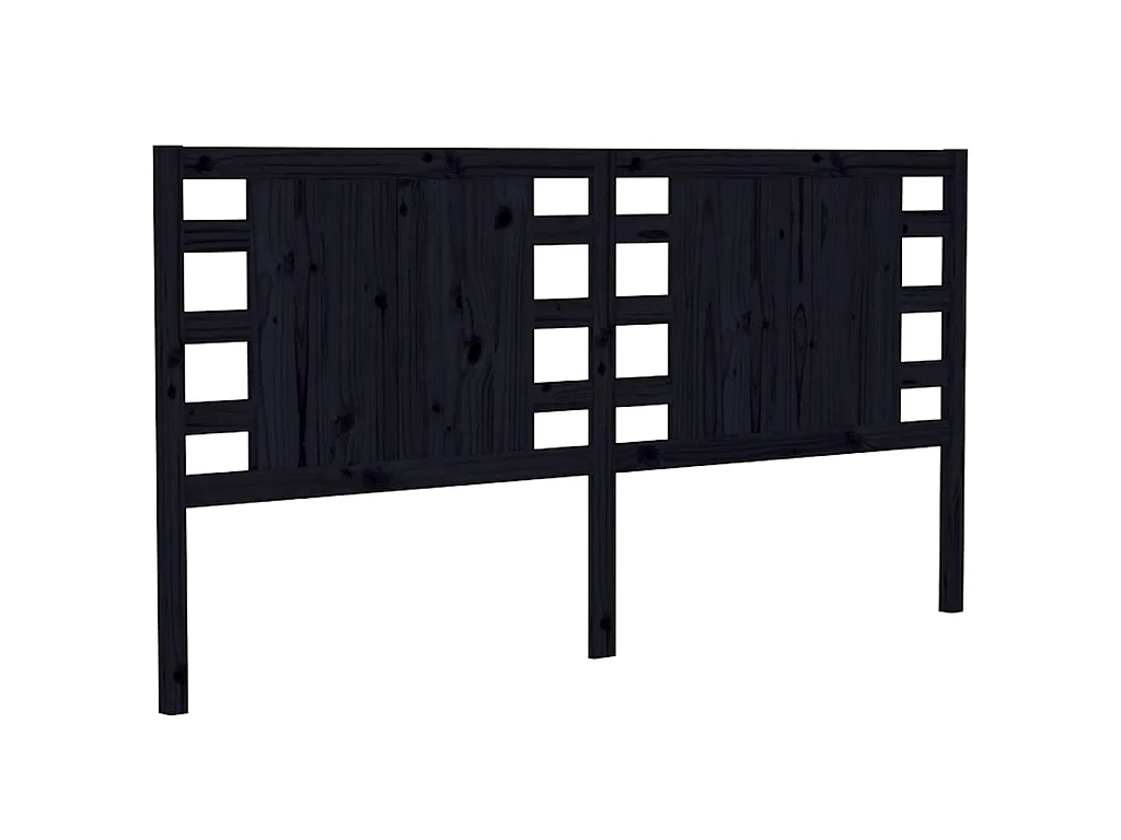 Tête de lit Noir 146x4x100 cm Bois massif de pin