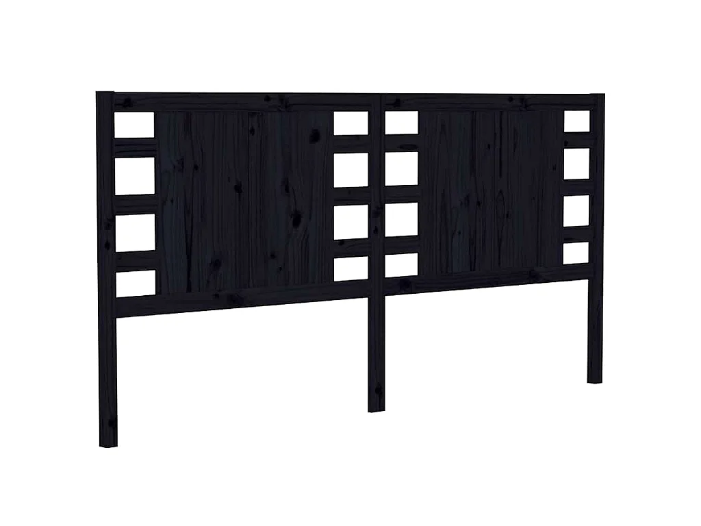 Tête de lit Noir 146x4x100 cm Bois massif de pin