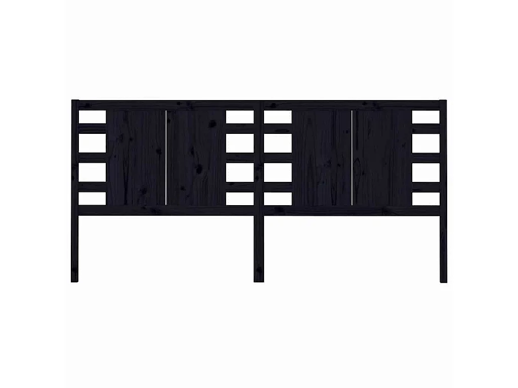 Tête de lit Noir 146x4x100 cm Bois massif de pin