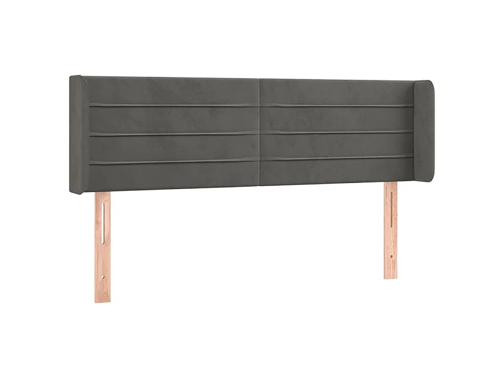 Hoofdbord met randen 147x16x78/88 cm fluweel donkergrijs