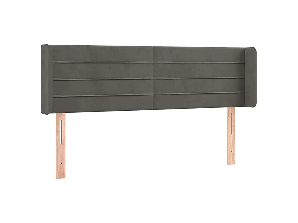 Tête de lit avec oreilles Gris foncé 147x16x78/88 cm Velours