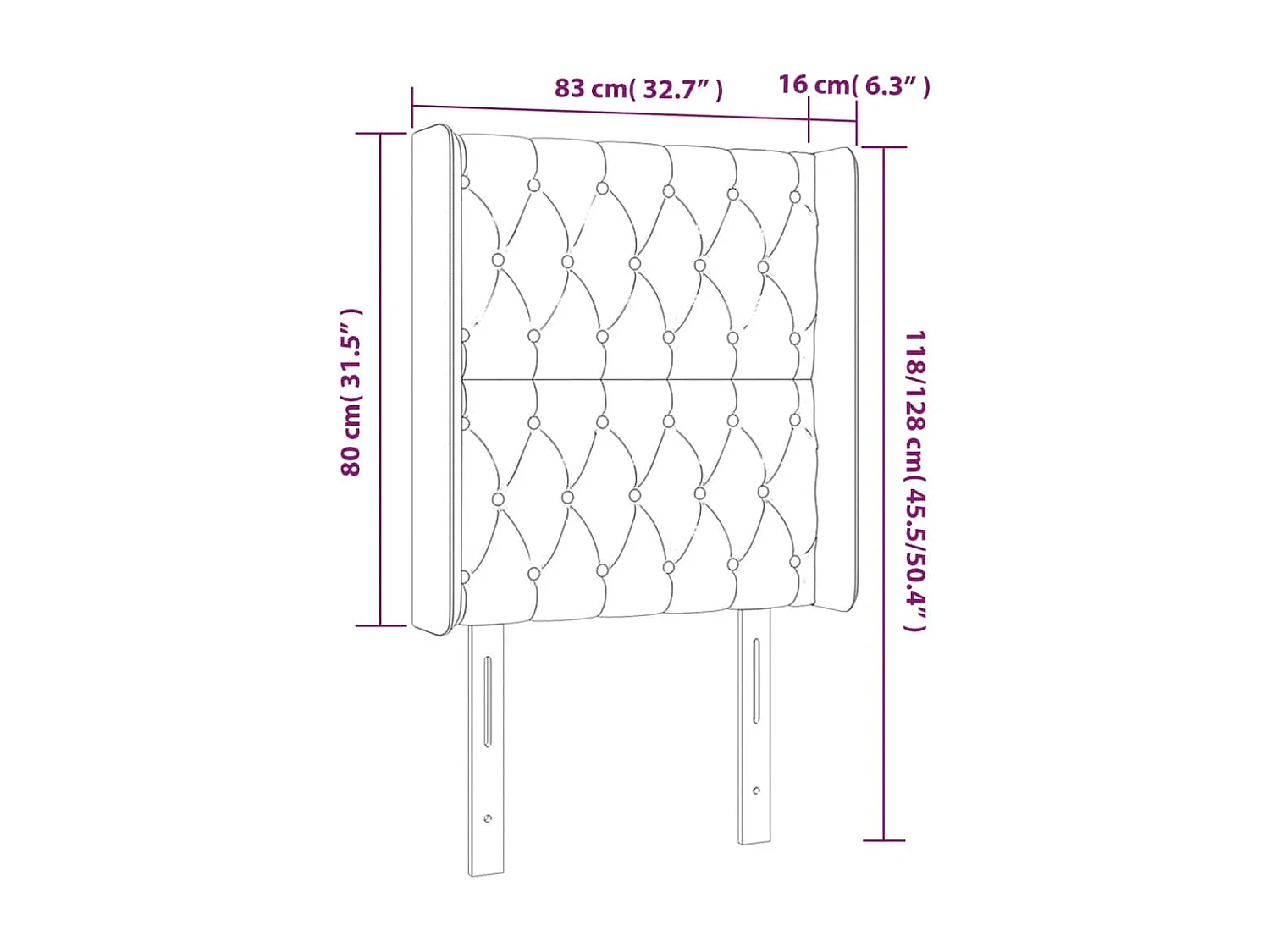 Hoofdbord LED 83x16x118/128 cm stof lichtgrijs