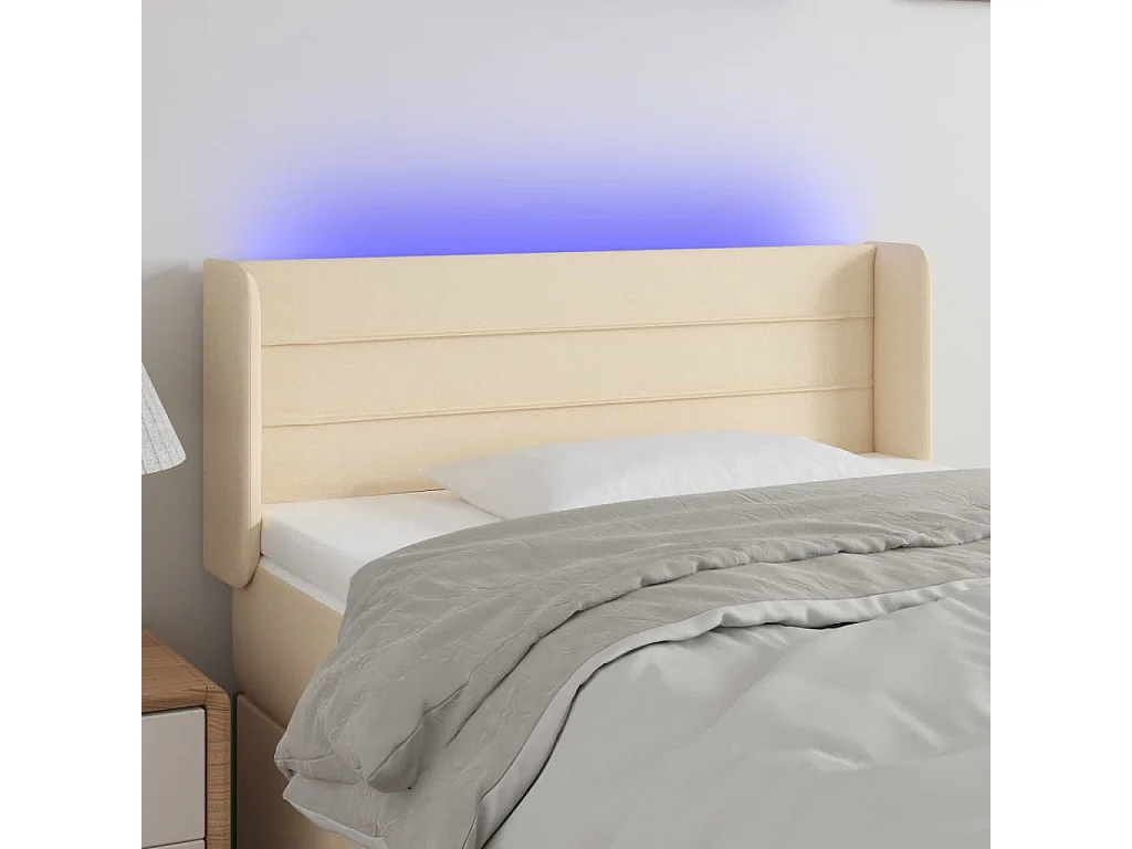 Tête de lit à LED Crème 83x16x78/88 cm Tissu
