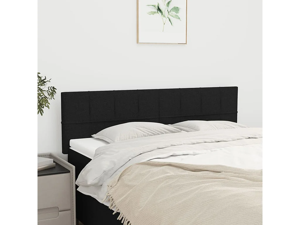 Hoofdborden 144x5x78/88 cm stof zwart