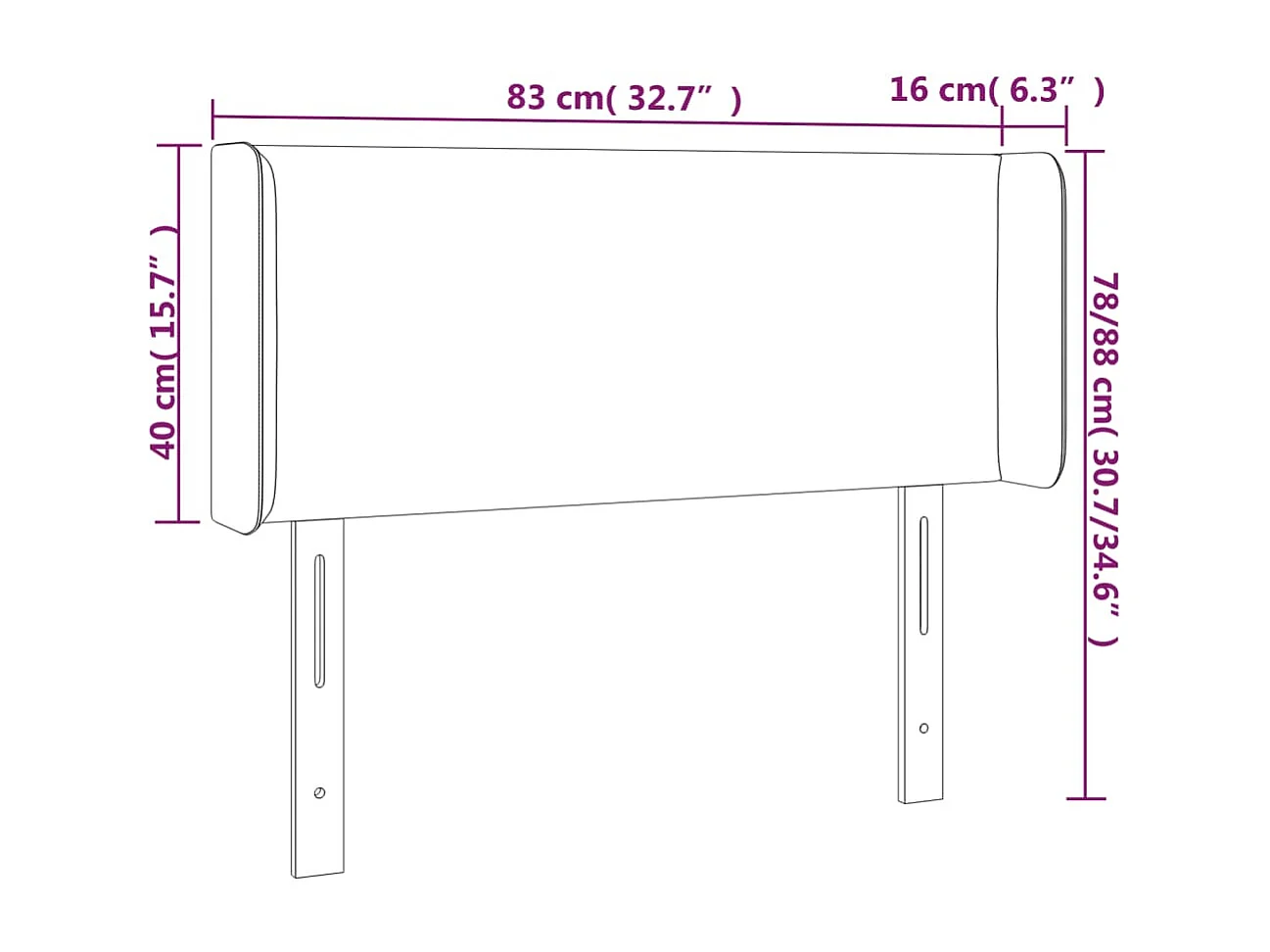 Hoofdbord met randen 83x16x78/88 cm kunstleer zwart