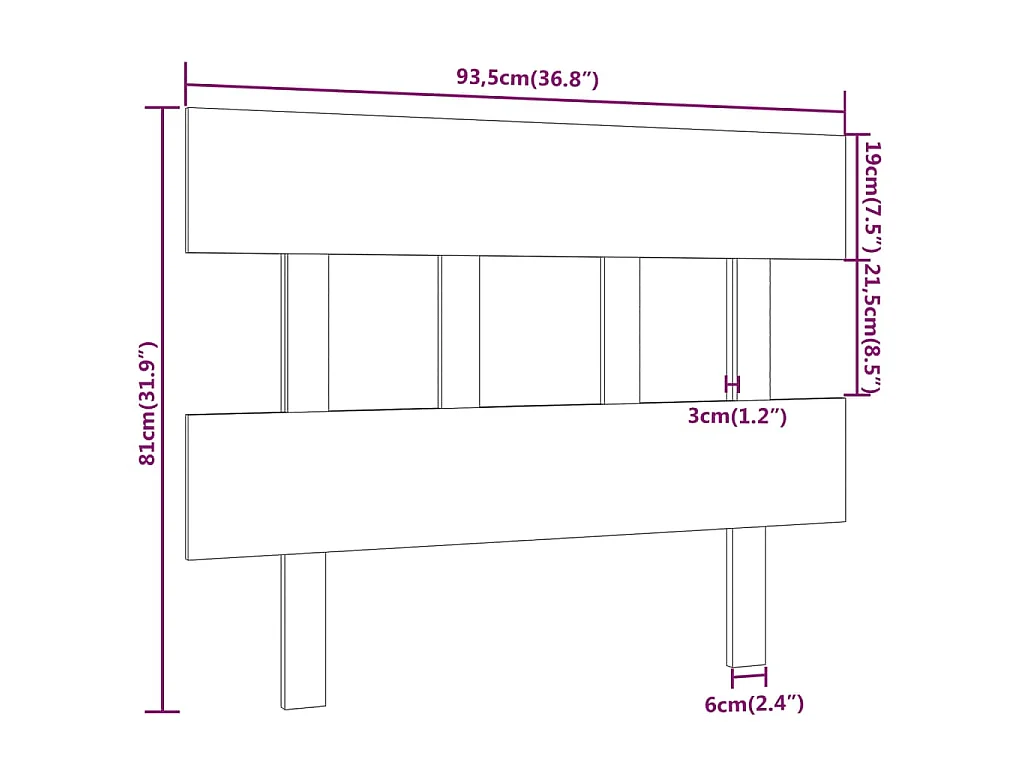 Hoofdbord 93,5x3x81 cm massief grenenhout