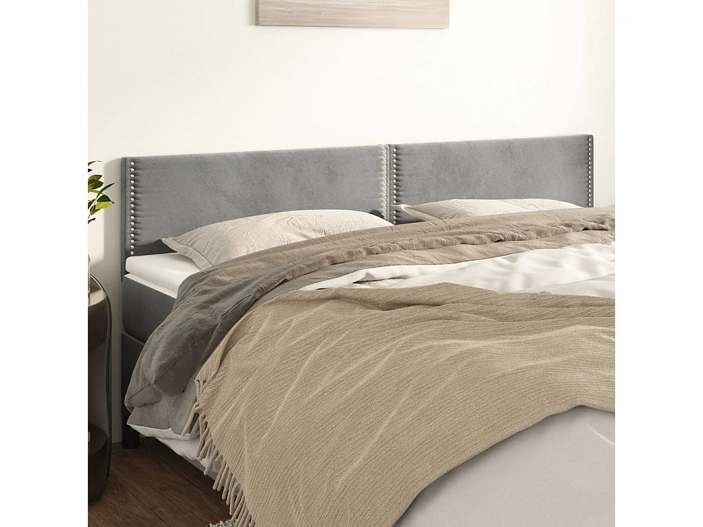 Testiera Grigio Chiaro 200x5x78/88 cm in Velluto