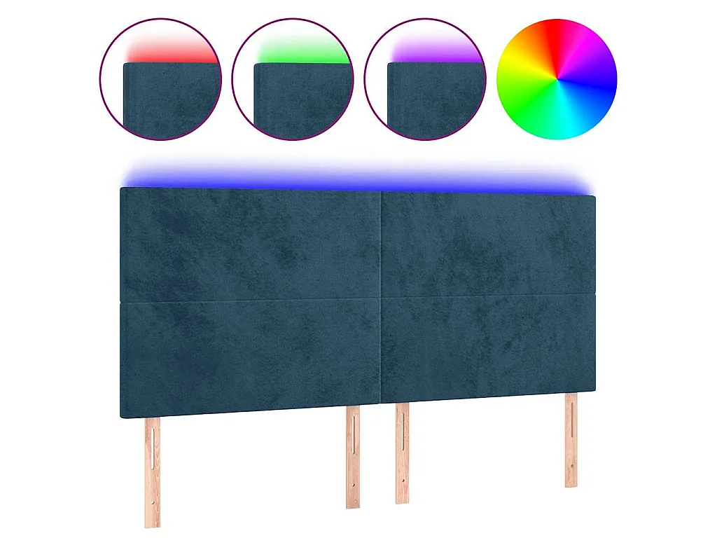 Tête de lit à LED Bleu foncé 160x5x118/128 cm Velours
