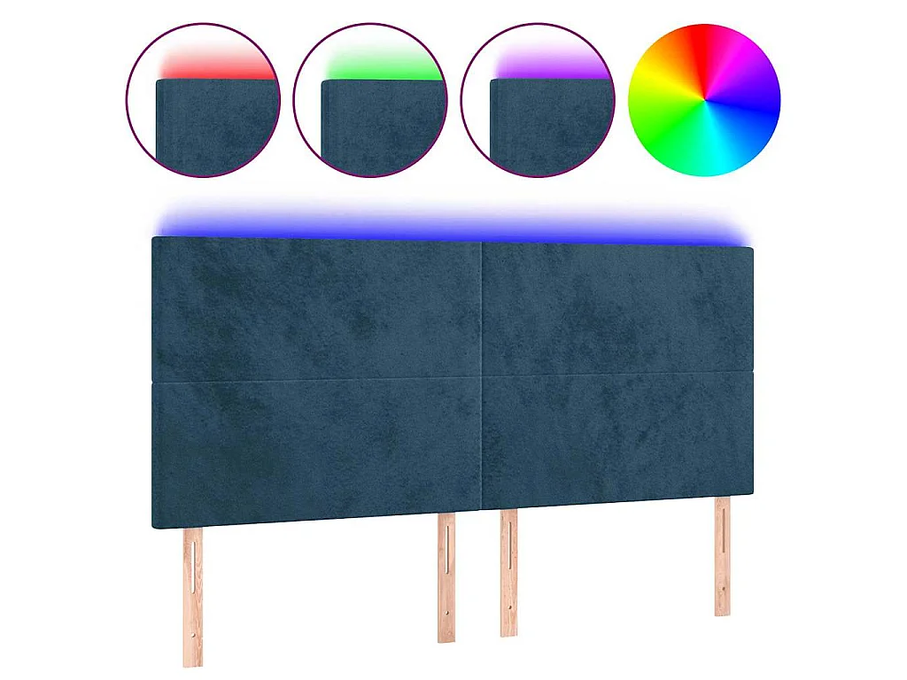 Tête de lit à LED Bleu foncé 160x5x118/128 cm Velours