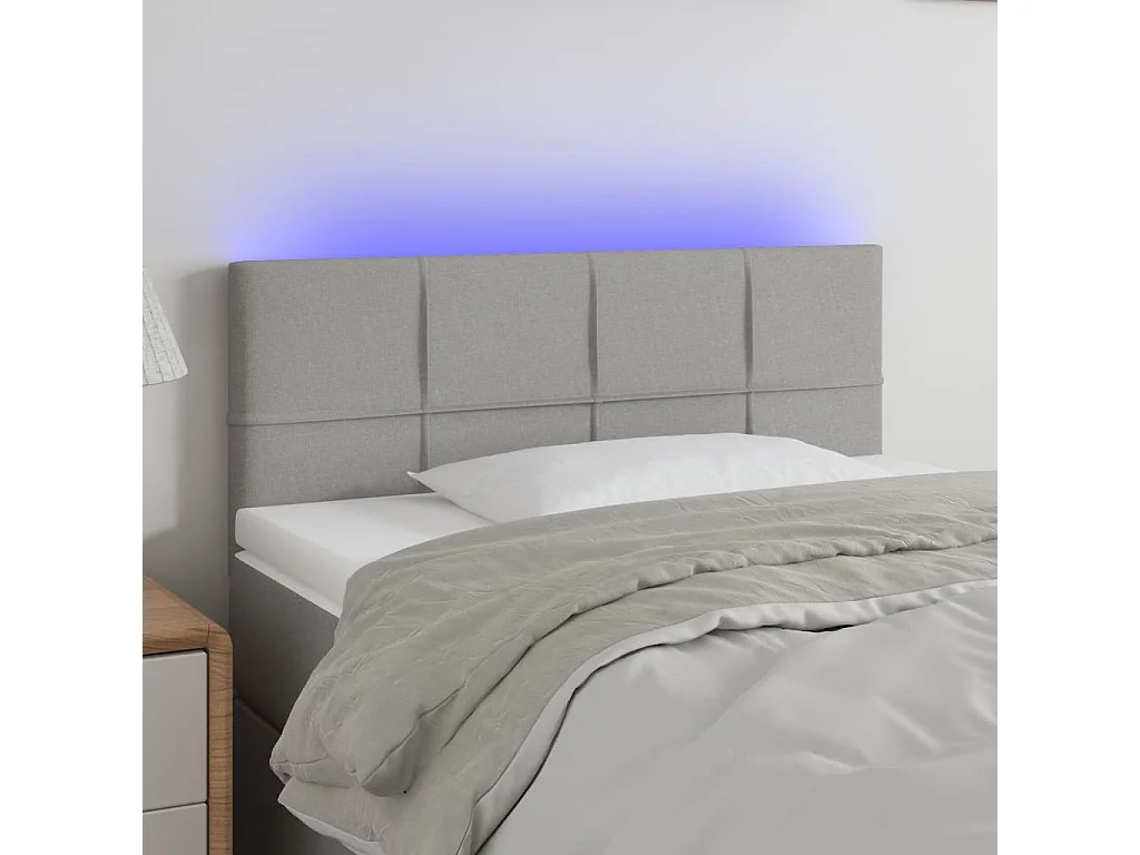 Hoofdbord LED 80x5x78/88 cm stof lichtgrijs