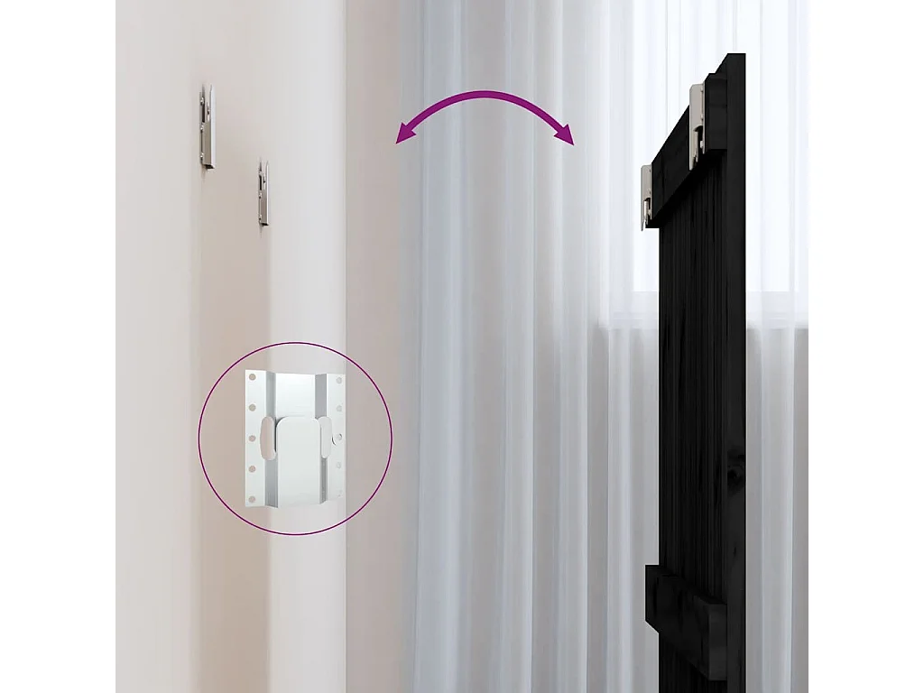 Tête de lit murale Noir 82,5x3x90 cm Bois massif de pin