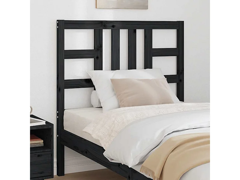 Tête de lit Noir 96x4x100 cm Bois massif de pin