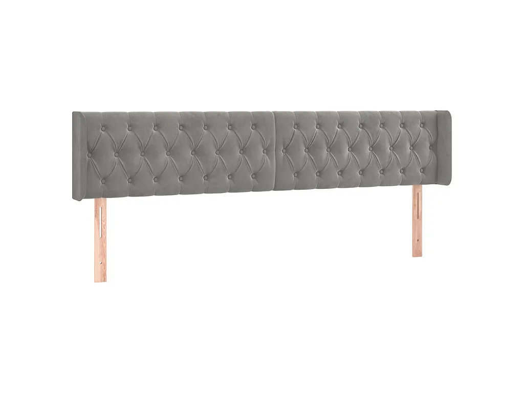 Tête de lit avec oreilles Gris clair 183x16x78/88 cm Velours