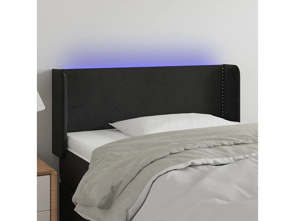 Testiera a LED Nera 103x16x78/88 cm in Velluto