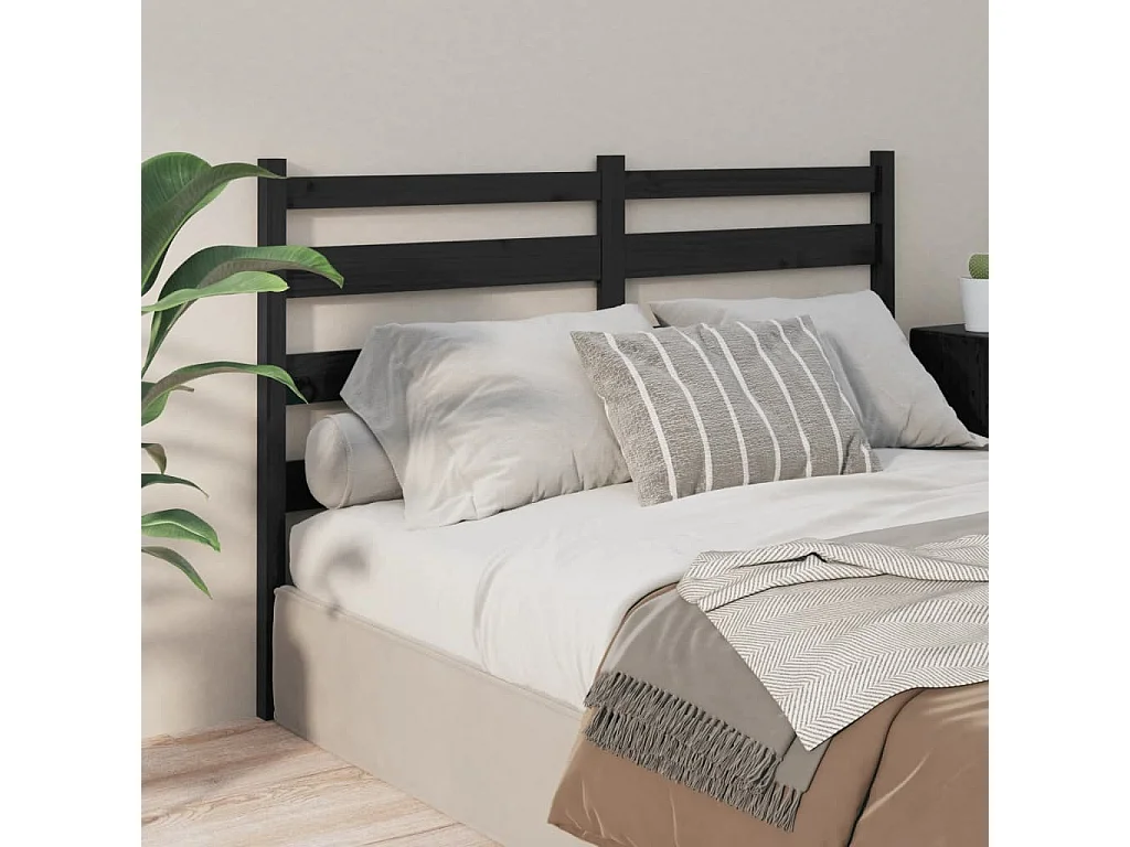 Tête de lit Noir 166x4x100 cm Bois massif de pin