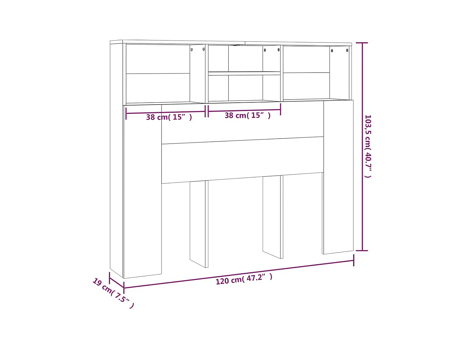Armoire de tête de lit Blanc 120x19x103,5 cm