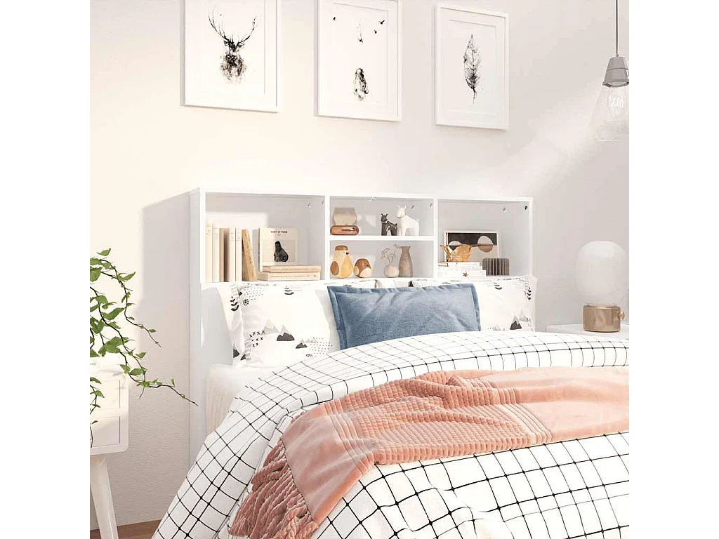 Cabeceira de cama com armário 120x19x103,5 cm branco