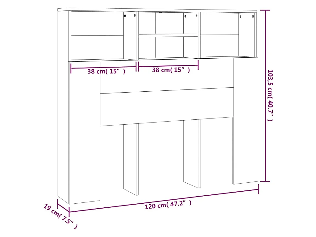 Cabeceira de cama com armário 120x19x103,5 cm branco
