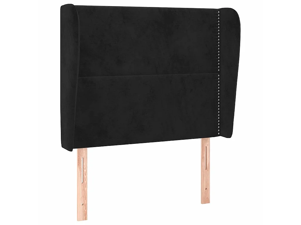 Cabeceira de cama c/ abas veludo 93x23x118/128 cm preto