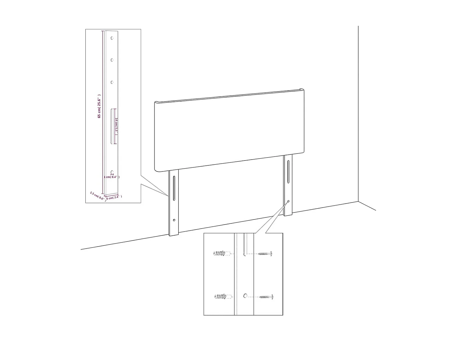 Hoofdbord 90x5x78/88 cm fluweel lichtgrijs