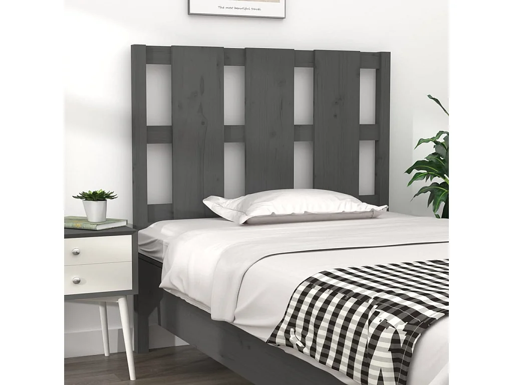 Tête de lit Gris 95,5x4x100 cm Bois massif de pin