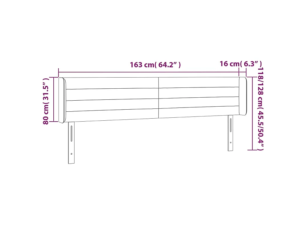 Tête de lit avec oreilles Gris clair 163x16x78/88 cm Tissu