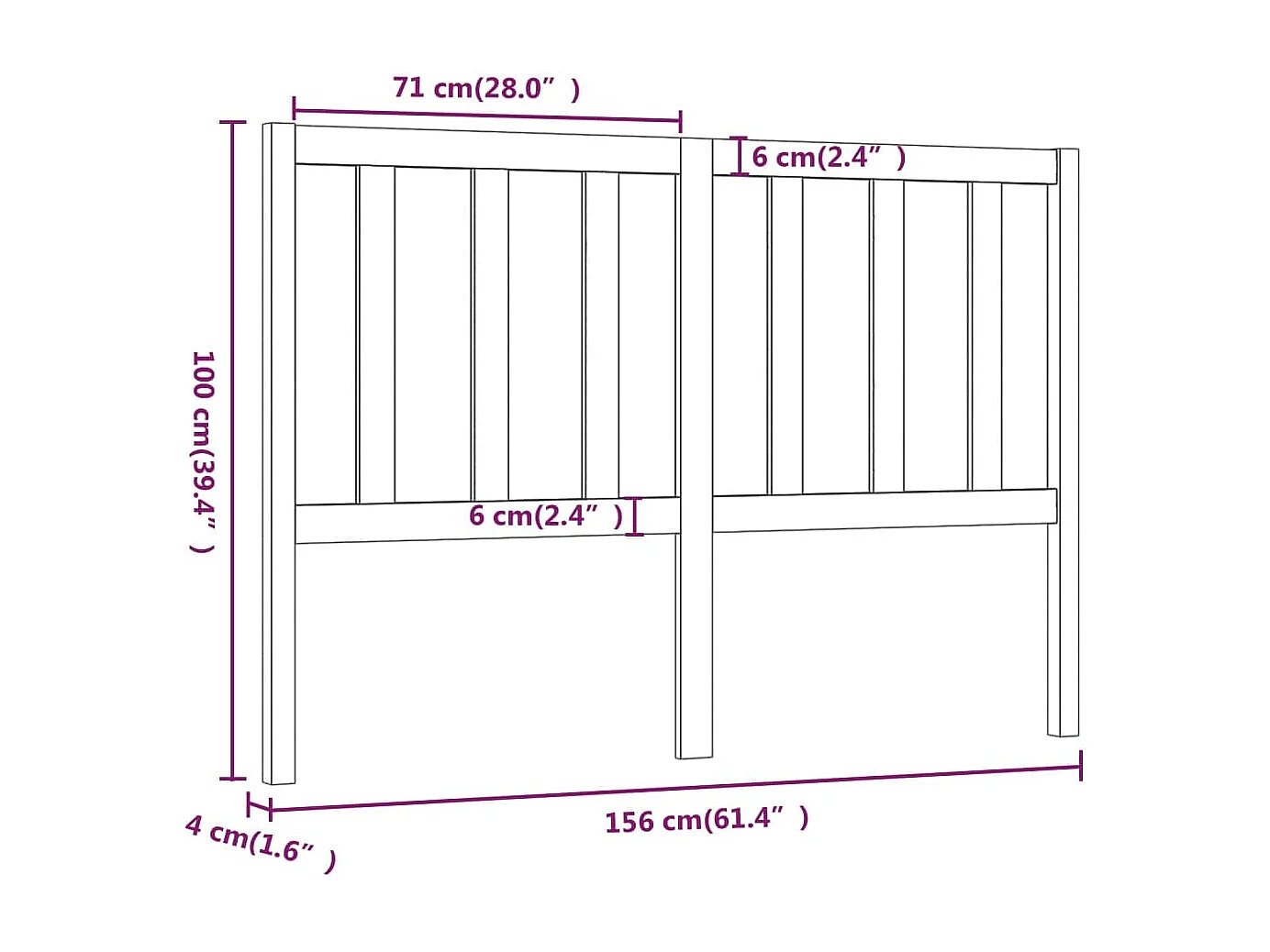 Hoofdbord 156x4x100 cm massief grenenhout honingbruin