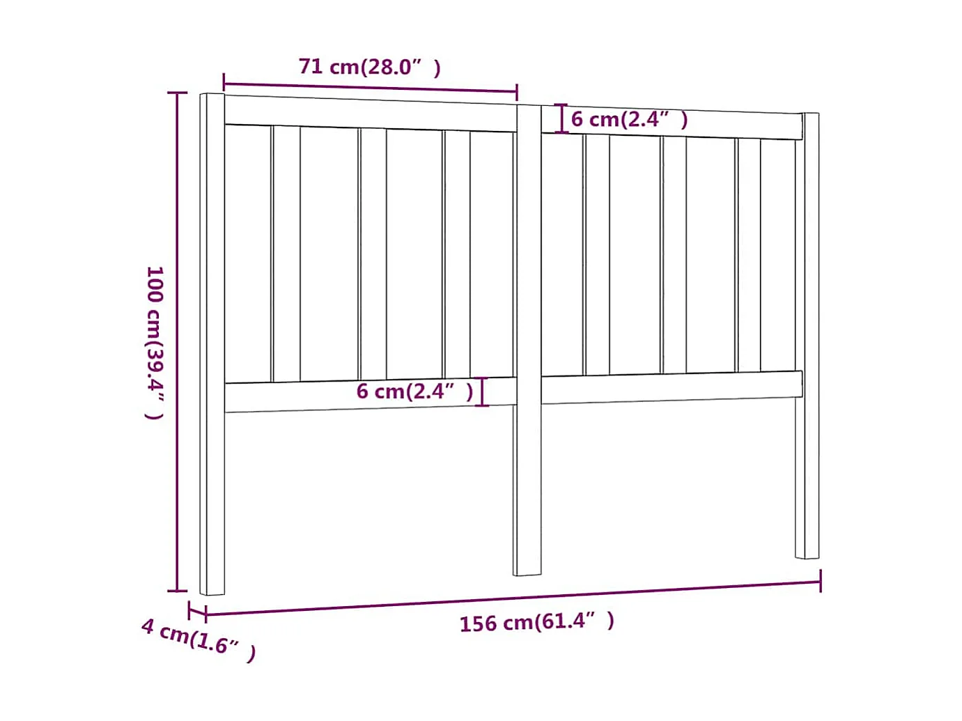 Hoofdbord 156x4x100 cm massief grenenhout honingbruin