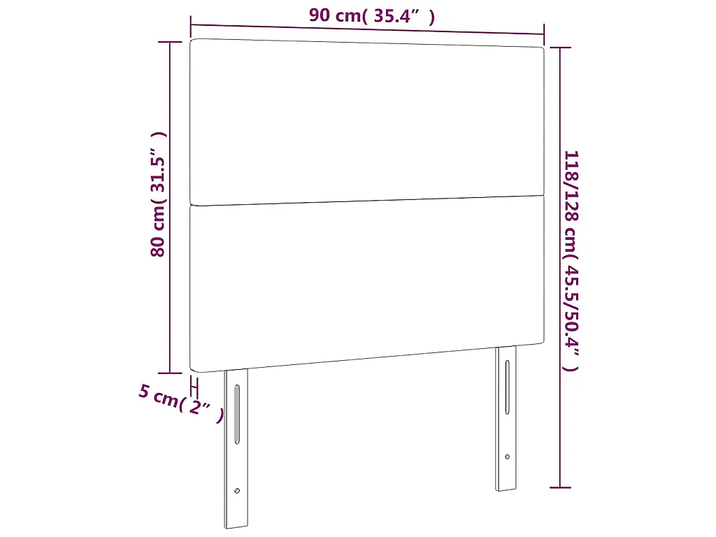 Cabeceira Branca 90x5x118/128 cm Couro Sintético