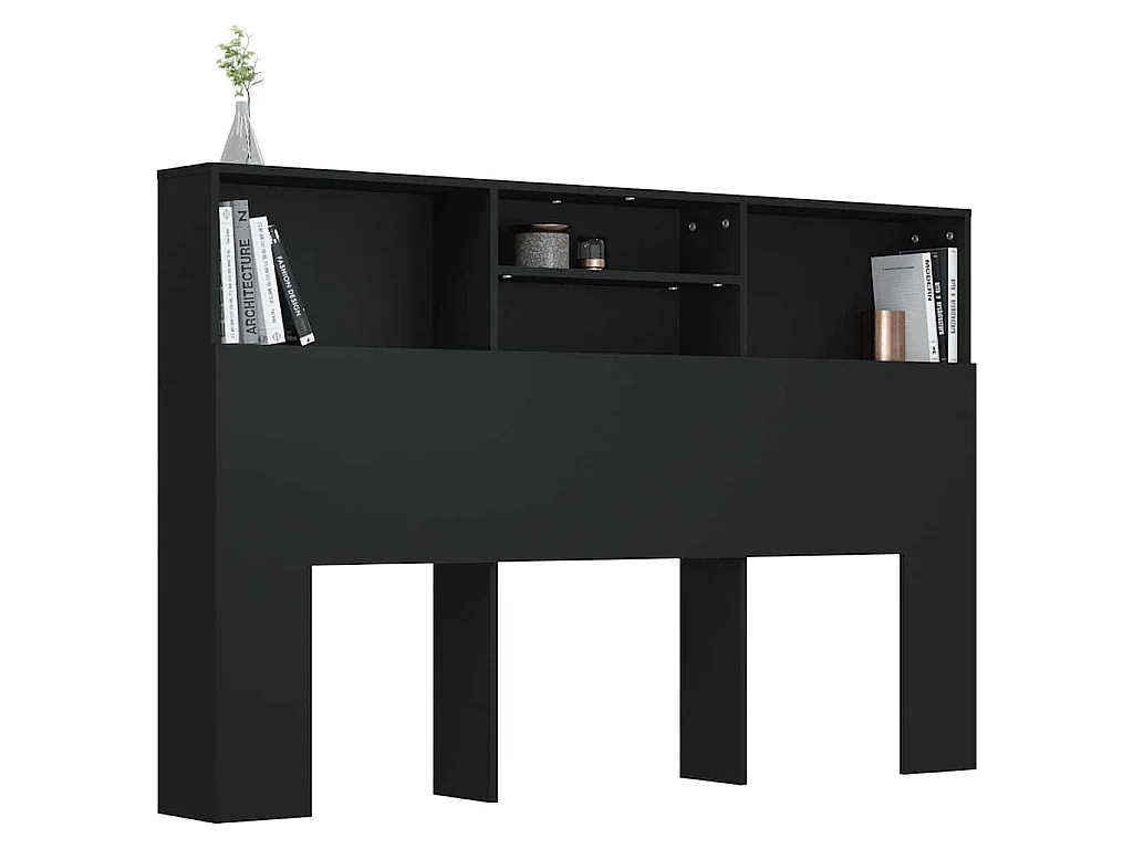 Armoire de tête de lit Noir 160x19x103,5 cm