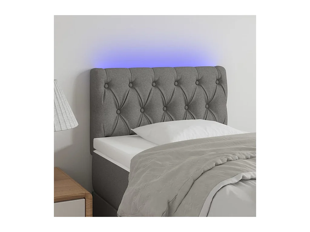 Testiera a LED Grigio Scuro 80x7x78/88 cm in Tessuto