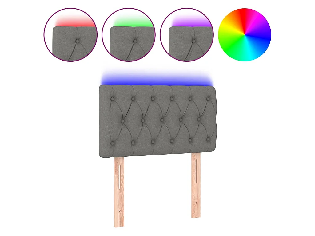 LED Kopfteil Dunkelgrau 80x7x78/88 cm Stoff