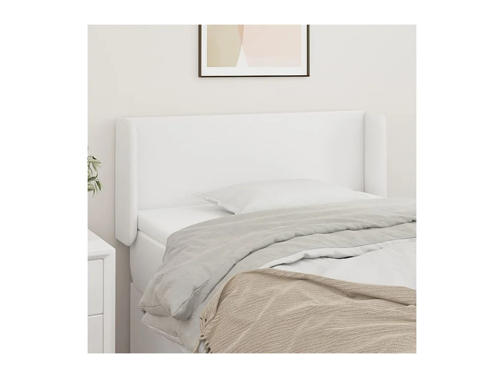 Tête de lit avec oreilles Blanc 93x16x78/88 cm Similicuir