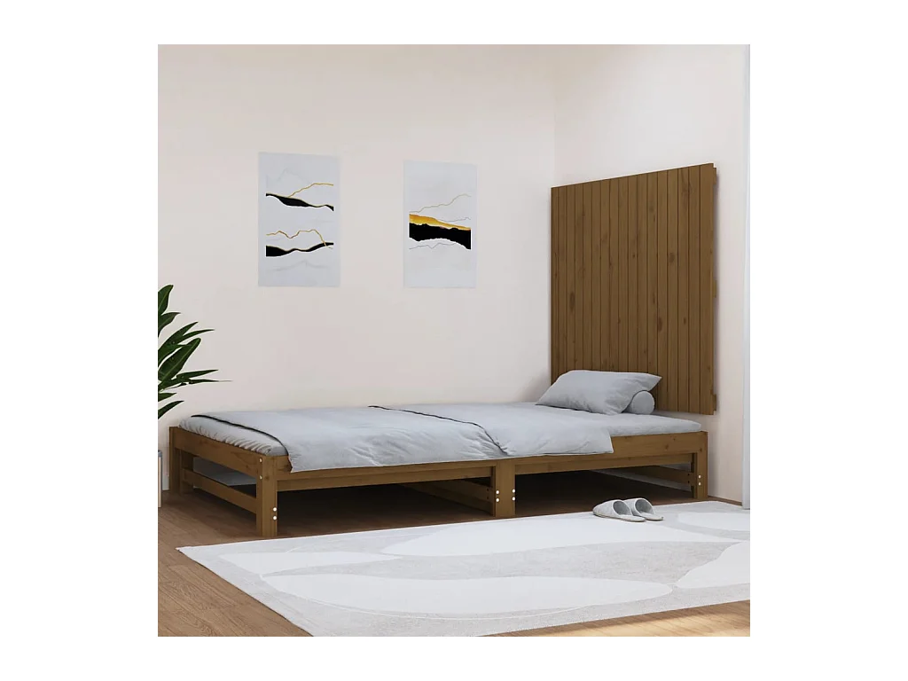 Tête de lit murale Marron miel 108x3x90 cm Bois massif de pin