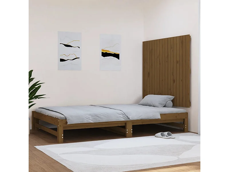 Cabeceira de parede 108x3x90 cm pinho maciço castanho-mel