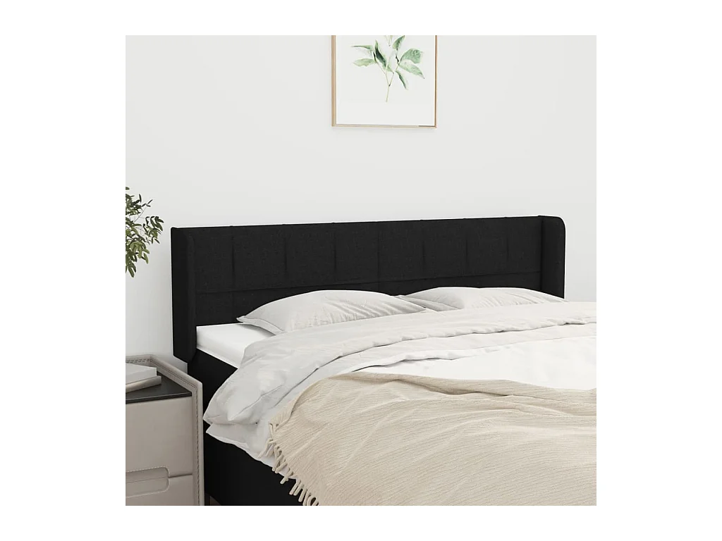 Tête de lit avec oreilles Noir 147x16x78/88 cm Tissu