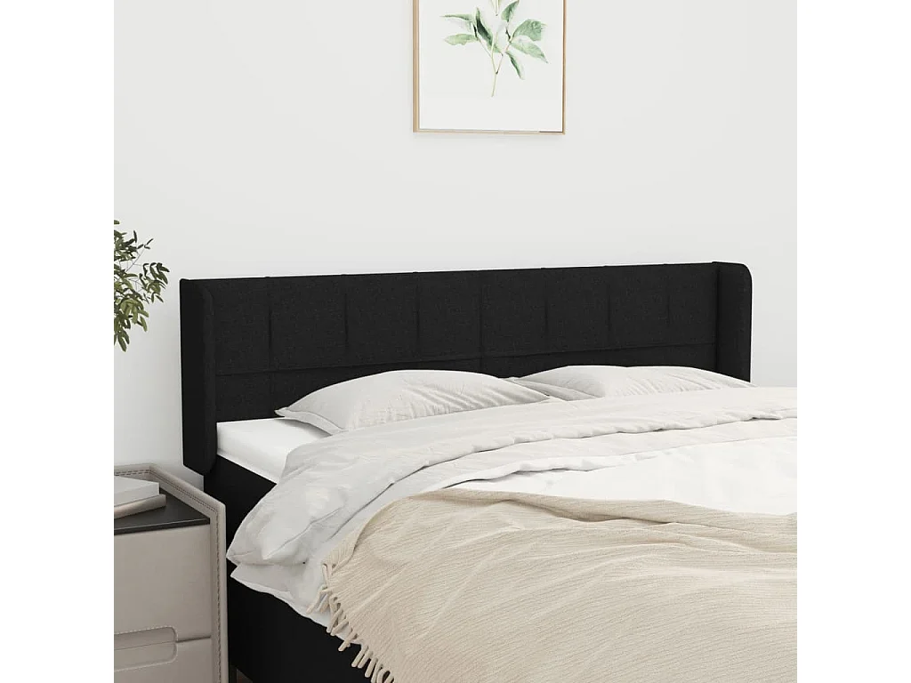 Testiera ad Orecchio Nera 147x16x78/88 cm in Tessuto