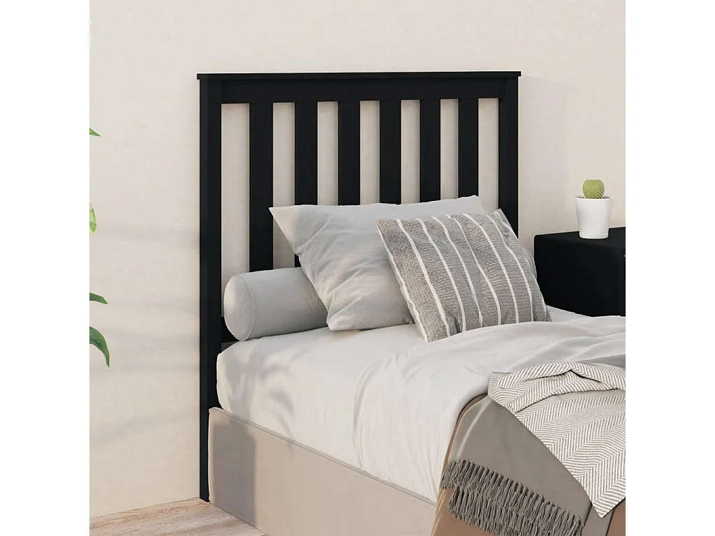 Tête de lit Noir 96x6x101 cm Bois massif de pin