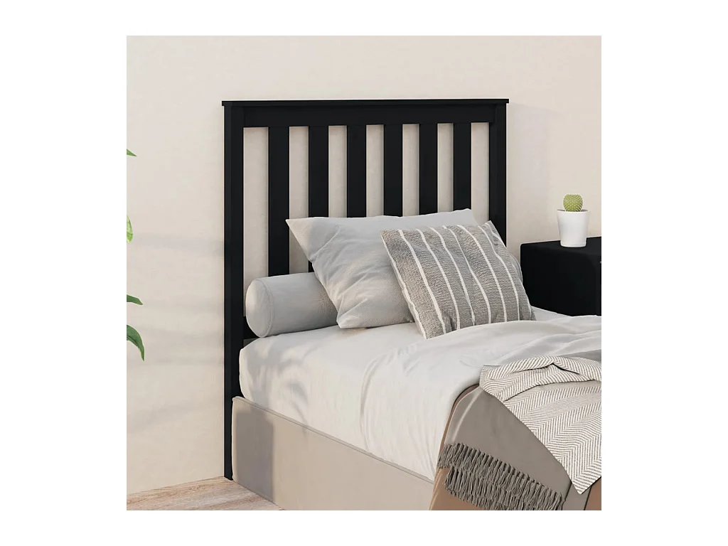 Tête de lit Noir 96x6x101 cm Bois massif de pin