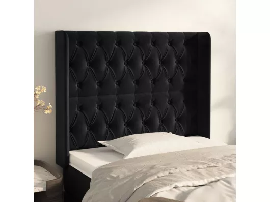 Kauf Unique Kopfteil mit Ohren Schwarz 103x16x118/128 cm Samt