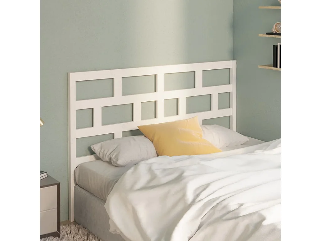 Testiera per Letto Bianca 166x4x100cm in Legno Massello di Pino