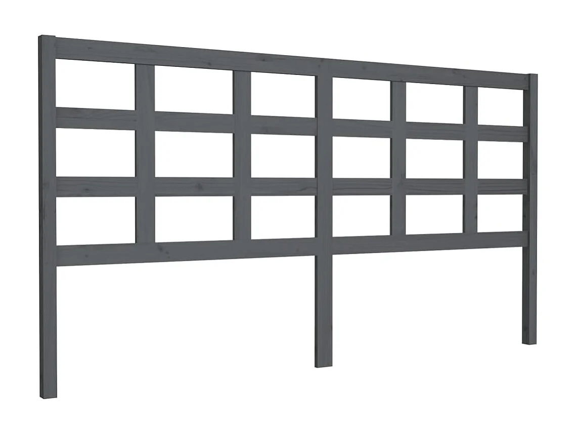 Testiera per Letto Grigia 185,5x4x100 cm Legno Massello di Pino