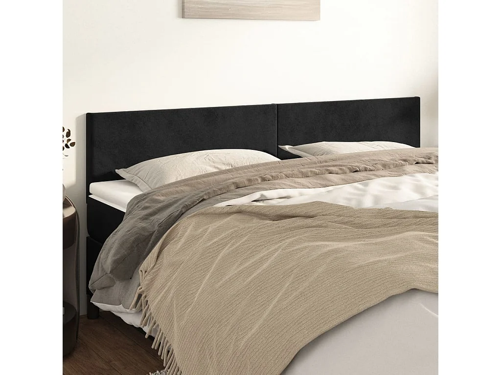 Têtes de lit Noir 200 x 5 x 78/88 cm Velours