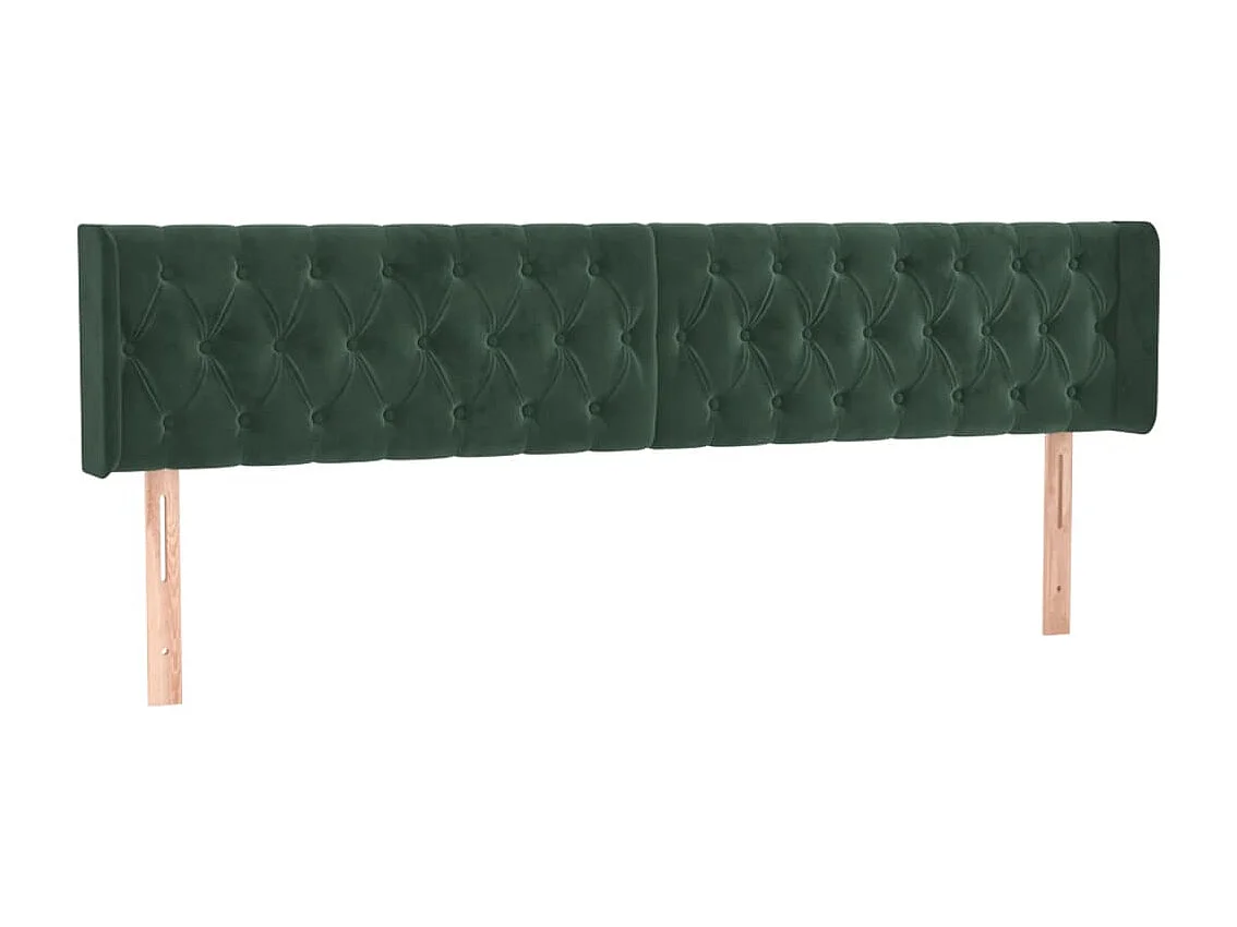 Tête de lit avec oreilles Vert foncé 203x16x78/88 cm Velours
